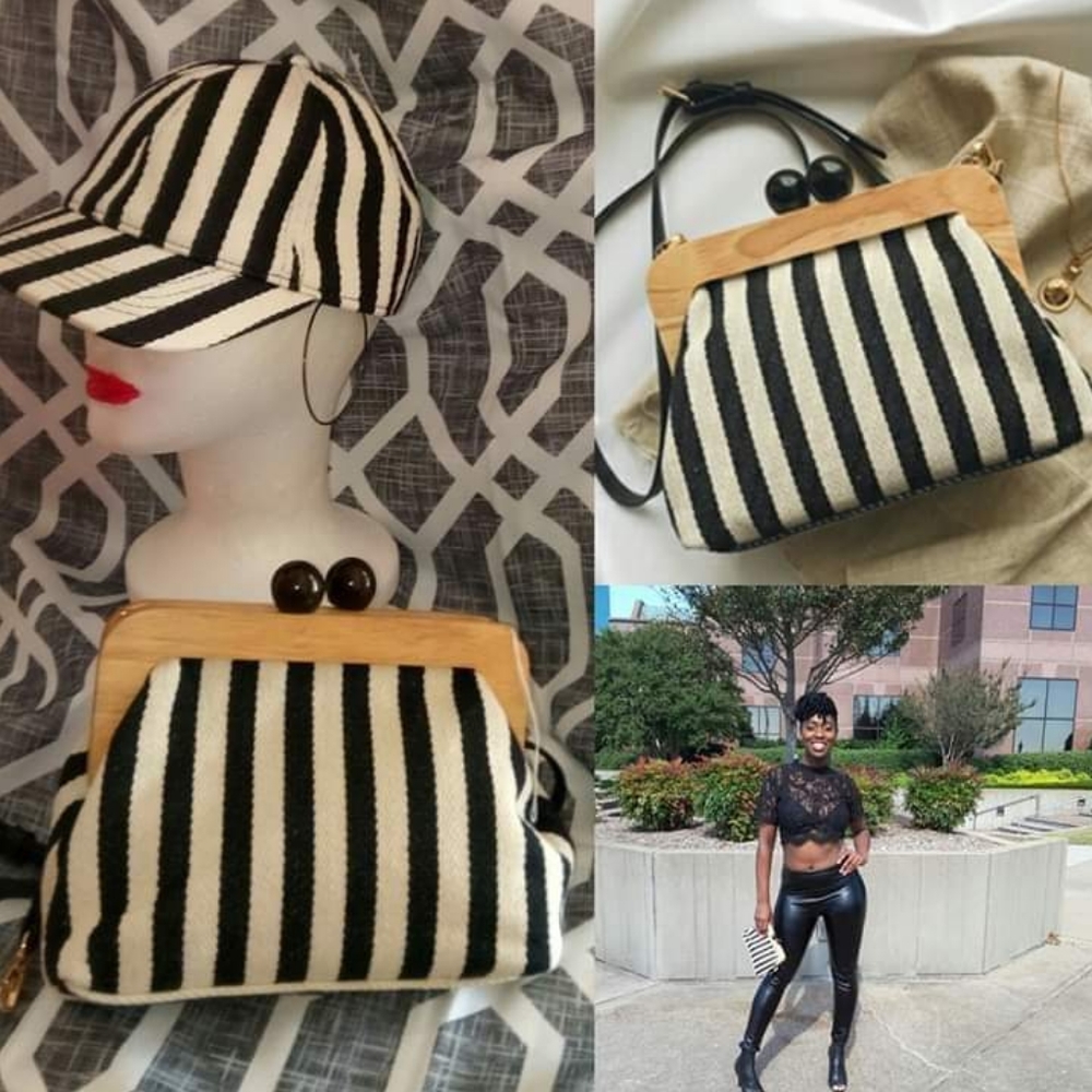 Black & Off White Clutch and Cap